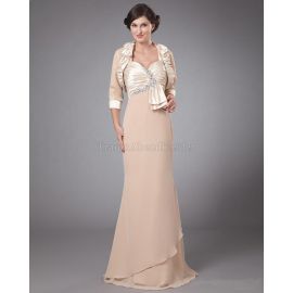 Sirène col en V large bretelle élégante robe de mère de la mariée