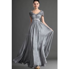 Magnifique robe de soirée transparente avec applique en mousseline