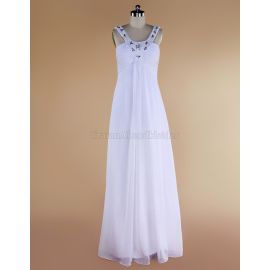 Robe de mariée élégante sans manches plissée avec une traîne de balayage