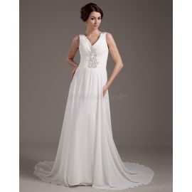 robe de mariée pompeuse sans manches avec tulle avec perles