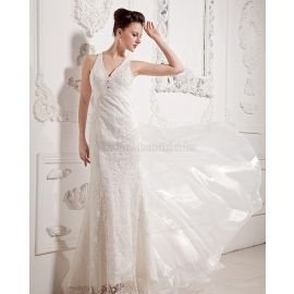 Robe de mariée sexy en satin élastique plissé sirène