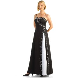 Glamour A-ligne avec bretelles taille naturelle robes d'invités de mariage sans train