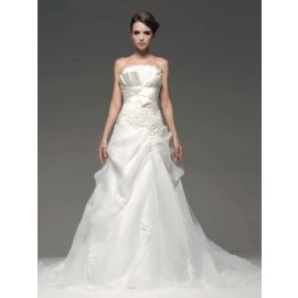 Glamorous A-line robes de mariée blanches avec drapé