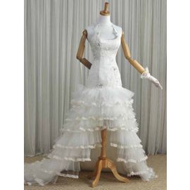 Robes de mariée licou modernes sirène court devant dos long