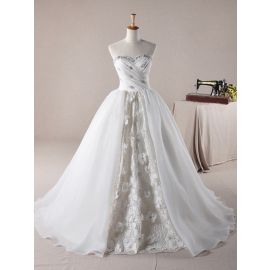 Robes de mariée modernes duchesse en organza blanc avec fente