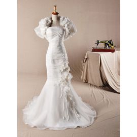 Élégantes robes de mariée sirène à volants avec boléro