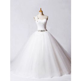 Robes de mariée glamour une épaule duchesse tulle blanc