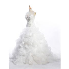 Robes de mariée de luxe brodées blanches avec drapé