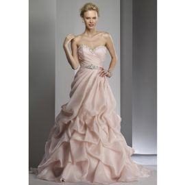 Élégantes robes de mariée en organza drapées A-ligne rose
