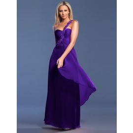 Robes de bal élégantes à une épaule violettes longues