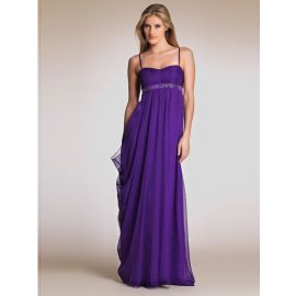 Élégante longue robe de graduation violette à bretelles