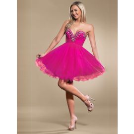 Sweet mini robes A-line rose avec décolleté en cœur