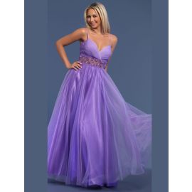 Belles robes de bal longues violettes à bretelles spaghetti