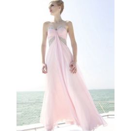 Petite robes de soirée rose A-line longue avec décolleté en cœur