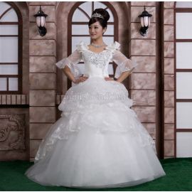Robe de mariée balançoire romantique à demi-manches princesse