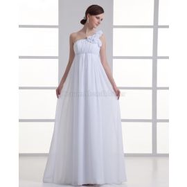 robe de mariée de luxe sans manches à une épaule avec fermeture à glissière