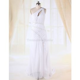 robe de mariée élégante drapée sur le côté sans manches avec tulle