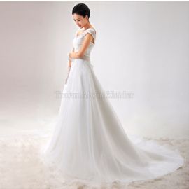A-ligne organza taille régulière robe de mariée romantique