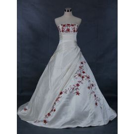 Robe de mariée formelle fantaisie perlée sans bretelles