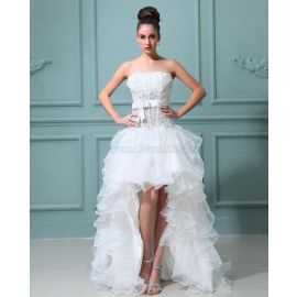 robe de mariée romantique sans manches avec bordure à nœuds papillon