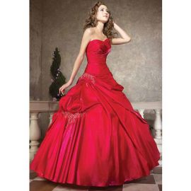 Extravagantes robes de confirmation de salle de bal longues en taffetas laçage rouge