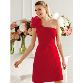 Belles robes de bal une épaule courtes rouges