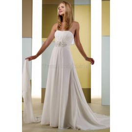 A-ligne élégante robe de mariée déesse robe de mariée avec corsage plissé