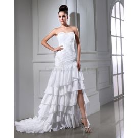 Robe de mariée glamour plissée sans manches style sirène