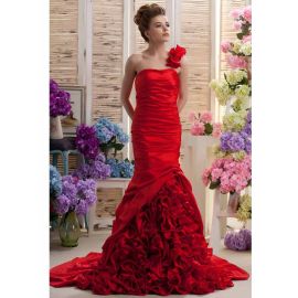 Glamour une épaule robes de bal sirène rouge