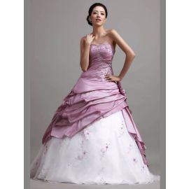 Robes de mariée brodées de luxe rose foncé avec drapé