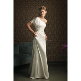 Une épaule zippée simple longueur au sol robe de mariée
