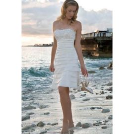 Glamour genou-longueur A-ligne Zipper robes de mariée mariage civil