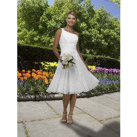 Intemporelle une épaule A-ligne taille naturelle robes de mariée mariage civil