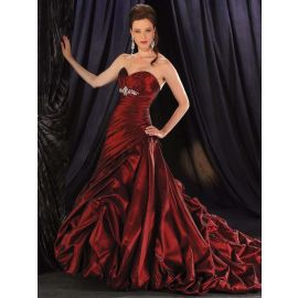 Glamour A-ligne robe de mariée rouge avec drapé