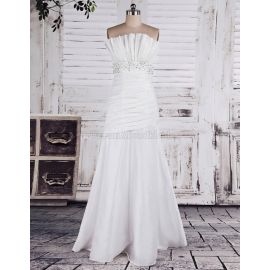 Robe de mariée glamour taille empire sirène avec corsage plissé