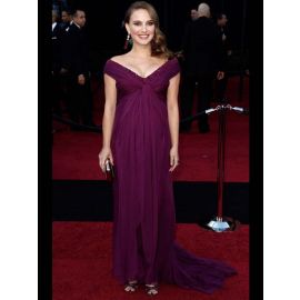 Glamorous empire celebrity robes en mousseline de soie violet pour les femmes enceintes